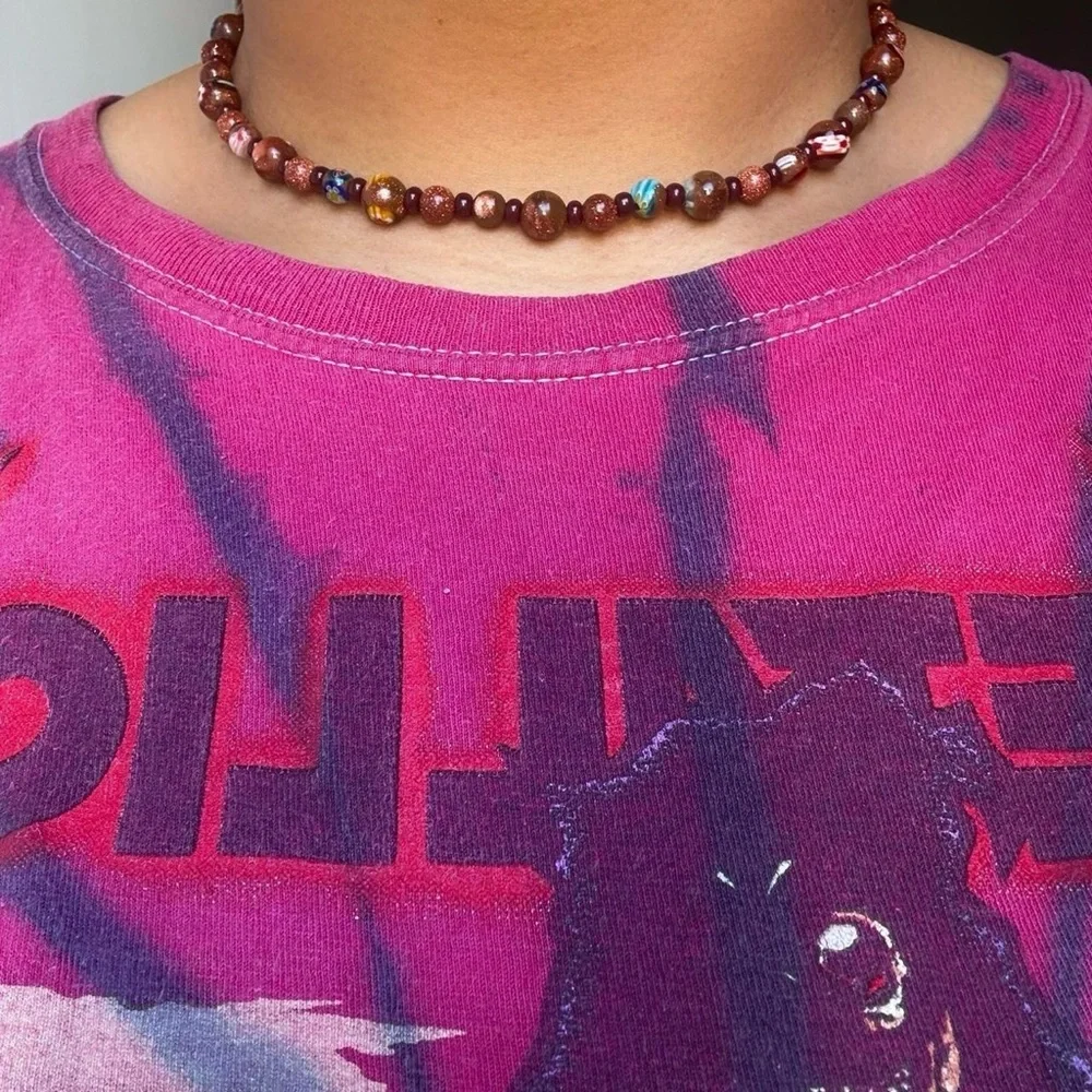 Millefiori Goldstone Bead Necklace
